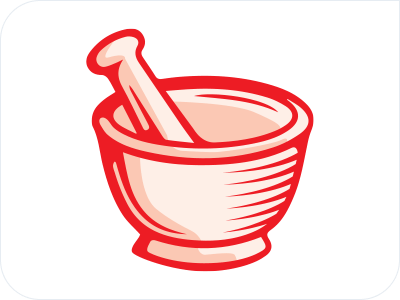 Red Mortar and Pestle symbol