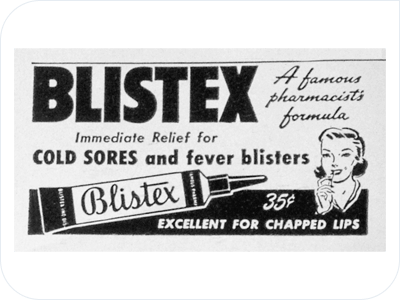 Blistex ad from 1949
